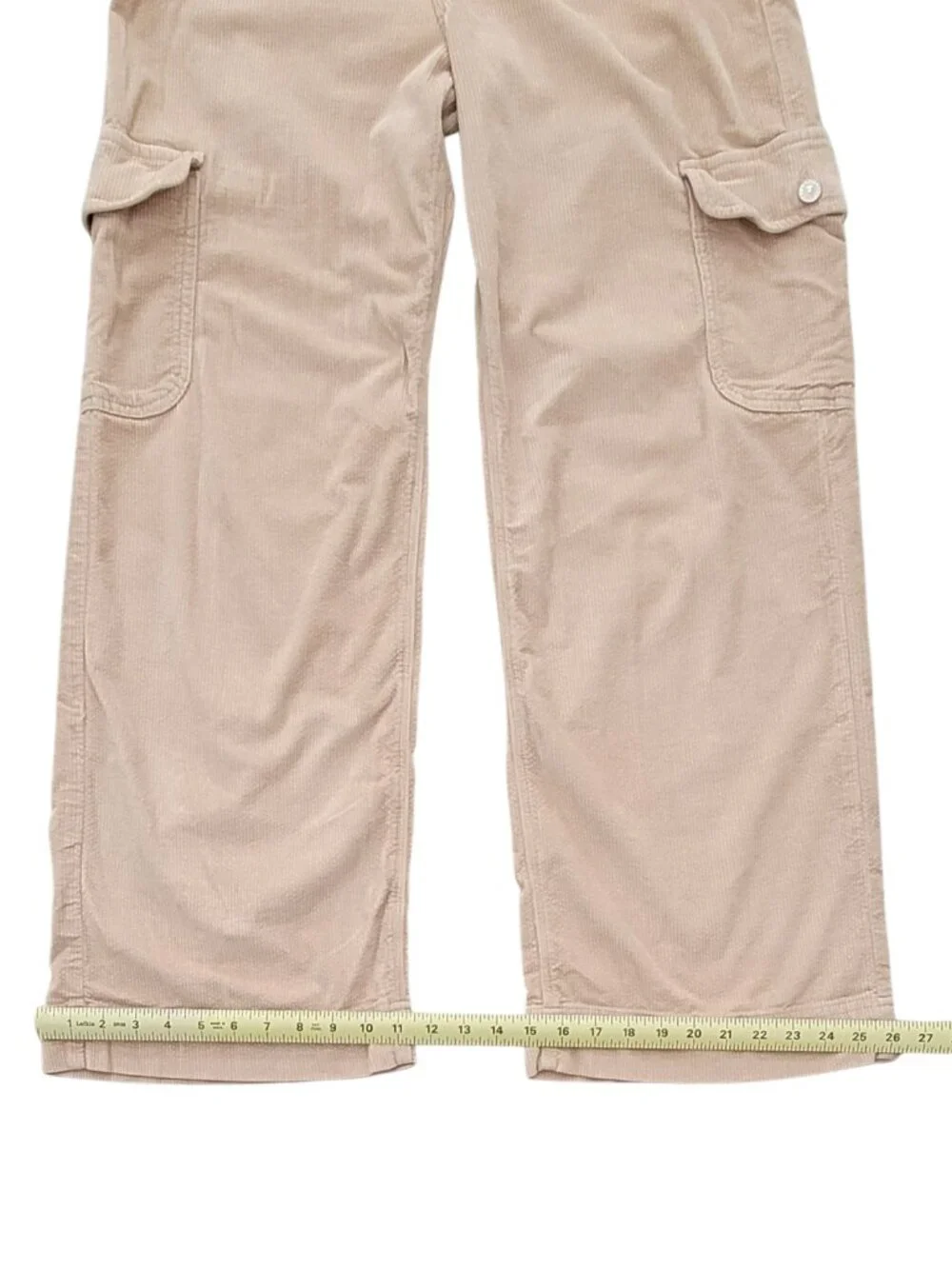 American Eagle High Rise Baggie Wide Leg Corduroy Cargo Pants Dreamy Drape Taupe - Picture 5 of 12